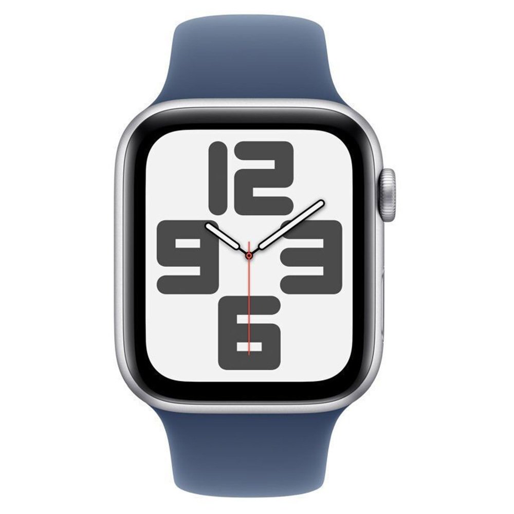 Apple Watch SE 2024 Aluminium 40mm (Silver Denim Sport Band (S/M))-Storm Blue